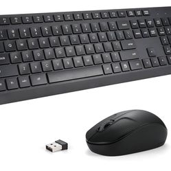 Wireless Keyboard and Mouse Combo for Windows, 2.4G Full-Sized External Cordless