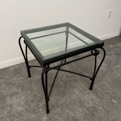 Glass Top Side Table – Metal Frame, Sturdy & Clean