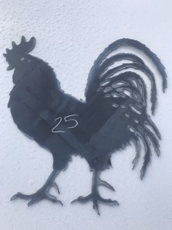 Steel silhouette rooster