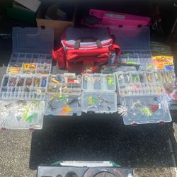 Fishing Box Stuffed With Bass & Others Lures And Bag