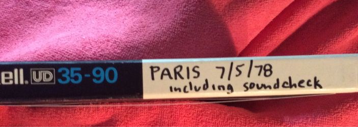 REEL TO REEL RARE TAPE BOB DYLAN WORLD TOUR PARIS JULY 5 1978 W/ SOUND CHECK