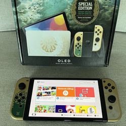 • Excellent Condition, Works Great  • Special Zelda / Link Edition  • Includes All original Accessories & Box  - 7-inch OLED Screen - 64 GB System Mem