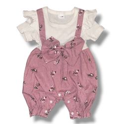 Little Good Humans (1-3 months) Baby Corduroy Ditsy Floral Overall Jumpsuit in Pink