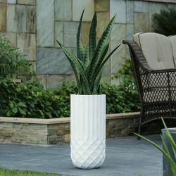 Luxen Home 19" Tall Round Indoor/Outdoor Planter in White,PL1148