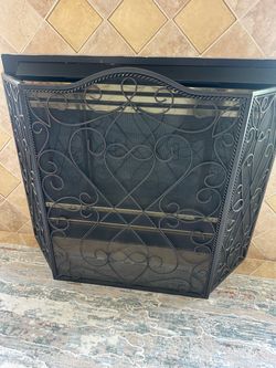 SOUTHERN LIVING AT HOME WELLSLEY FIRESCREEN TRI-PANEL ESTATE IRON 50"x33"