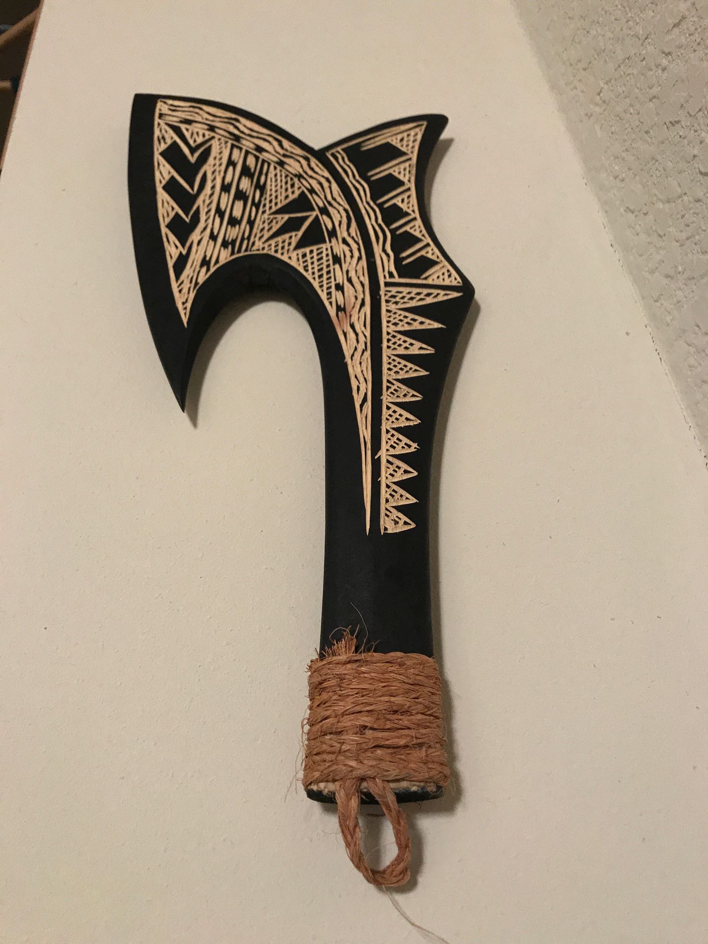 Kofi Samoan Ax Blade souvenir hand crafted Maota Mea Wood and painted 6 1/2 “ by 8”