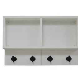 Allen Roth Wall Mounted White Cubby With Hooks