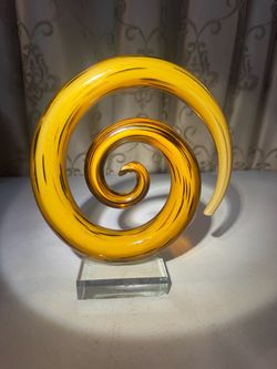 Art Glass Spiral Sculpture on Clear Base