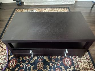 Espresso Coffee Table with 2 Storage Drawers + Shelf