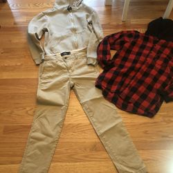 Bundle Of Clothes  Size L Youths . Hollister Khaki Flex Pants Size W28 L 30 Like New 