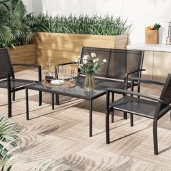 Patio Set With Cushions 4 Pc