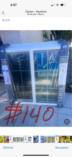 JELD-WEN V-2500 35-1/2-in x 35-1/2-in Left-Handed White with White Interior Vinyl Sliding Window With Ann..