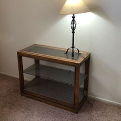 Small Glass Shelf Stand With Lamp Included 