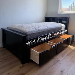 Twin Bed And Mattress With Drawers 