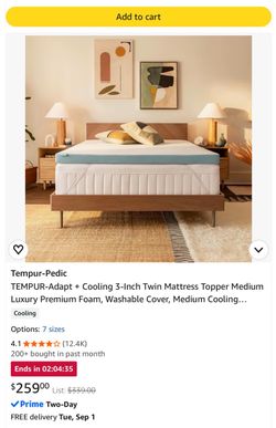 Tempur-pedic cooling 3 inch mattress topper twin