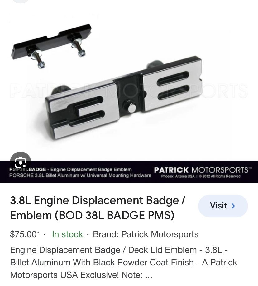 3.8 Front Grille Car Badge (NEW)