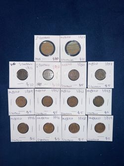 Old Mexican coins 14 pieces
