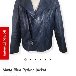 Dark Blue Python Exotic Jacket 100% Genuine 