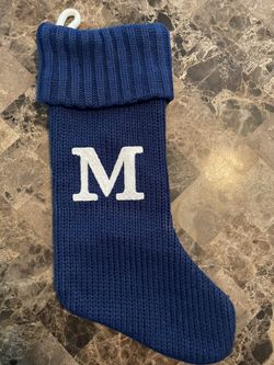 M Blue Knit Stocking