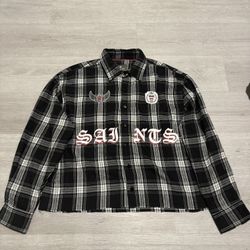 saints cropped flannel shirt 