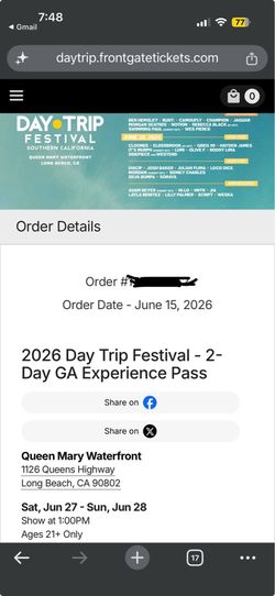DayTrip Tickets Sat - Sun