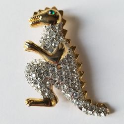 T Rex Dinosaur Pin/brooch Emerald Eye