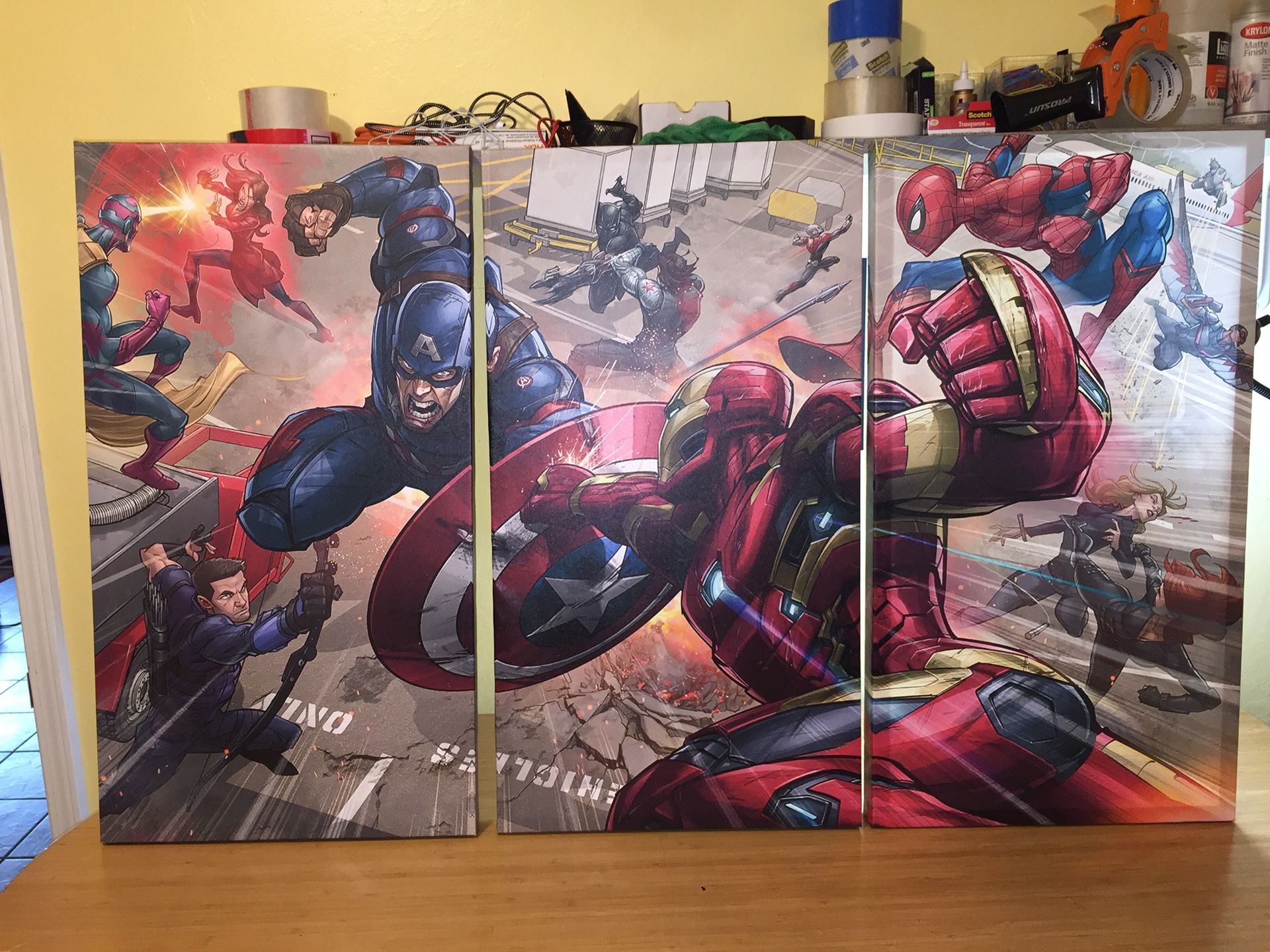 Marvel (spider man, captain America, iron man) Large Canvas print