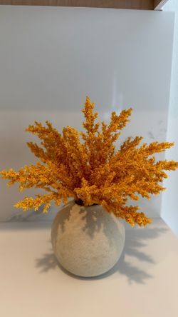 Round Ceramic Vase with Dried Botanicals