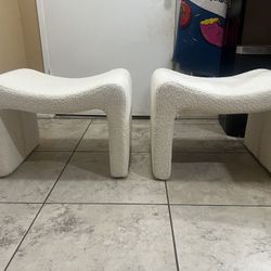 2 Set Modern Boucle Ottoman/vanity Stool Chair 