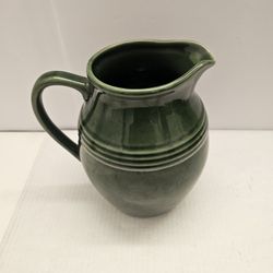 Stoneware Breakfast Jug – Enamel Green Pitcher – Durable Ceramic Milk/Cream Jug – Farmhouse Kitchen Decor
