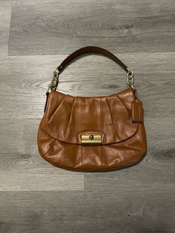 Vintage 2010 Coach Women’s Kristin Gold/ Brown Leather Pleated Hobo Bag 15336
