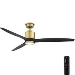 60 in. 3-Blades Indoor Ceiling Fan in Gold and Black with Remotel