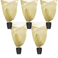 Foozet 5 Packs Plant Covers Freeze Protection 22.8" Wx30.7 H 2.4oz Tree Cover for Fruit Shrubs Winter Protection Sun Pest Frost Cold with Drawstring P