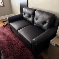 Black Faux Leather Loveseat