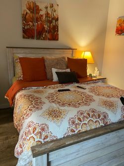 Rustic Wood Bed Frame with Headboard