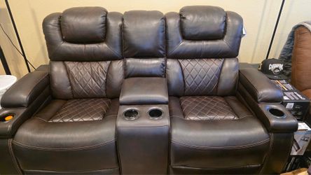 Reclining sofa set - Brown Leather (real)