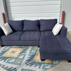 World Market Navy Sectional Couch(Free Delivery) 