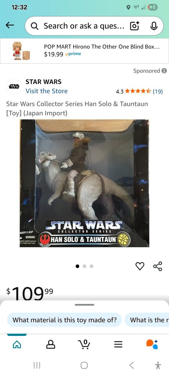 Star WARS Hans Solo And Tauntaun