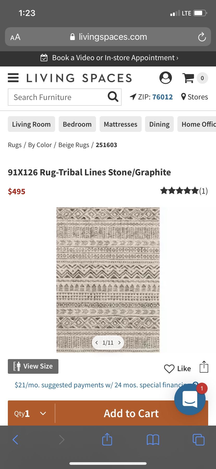 8X10 Rug From Living spaces NEW !!