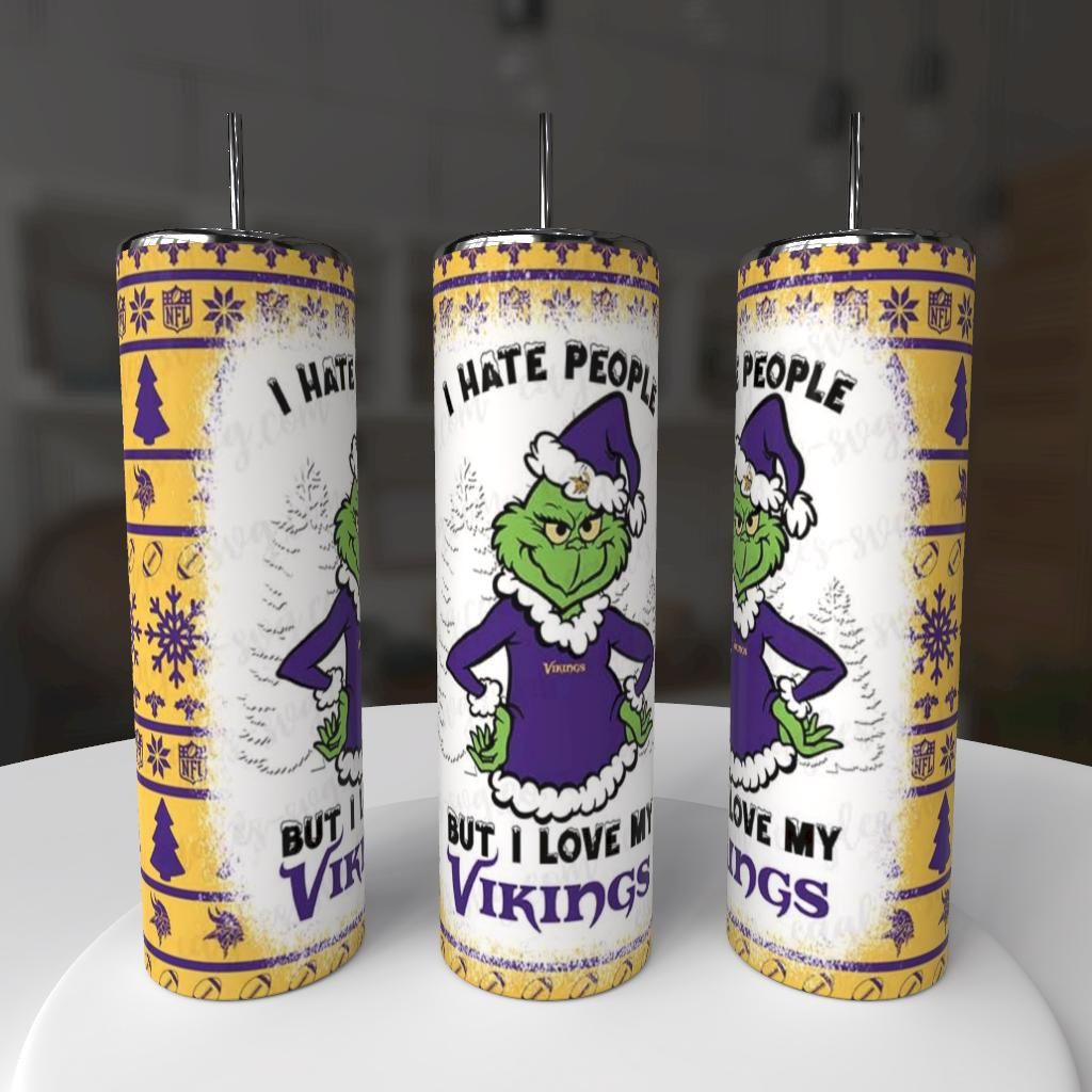 Minnesota Vikings Football Grinch Christmas Holiday Tumbler