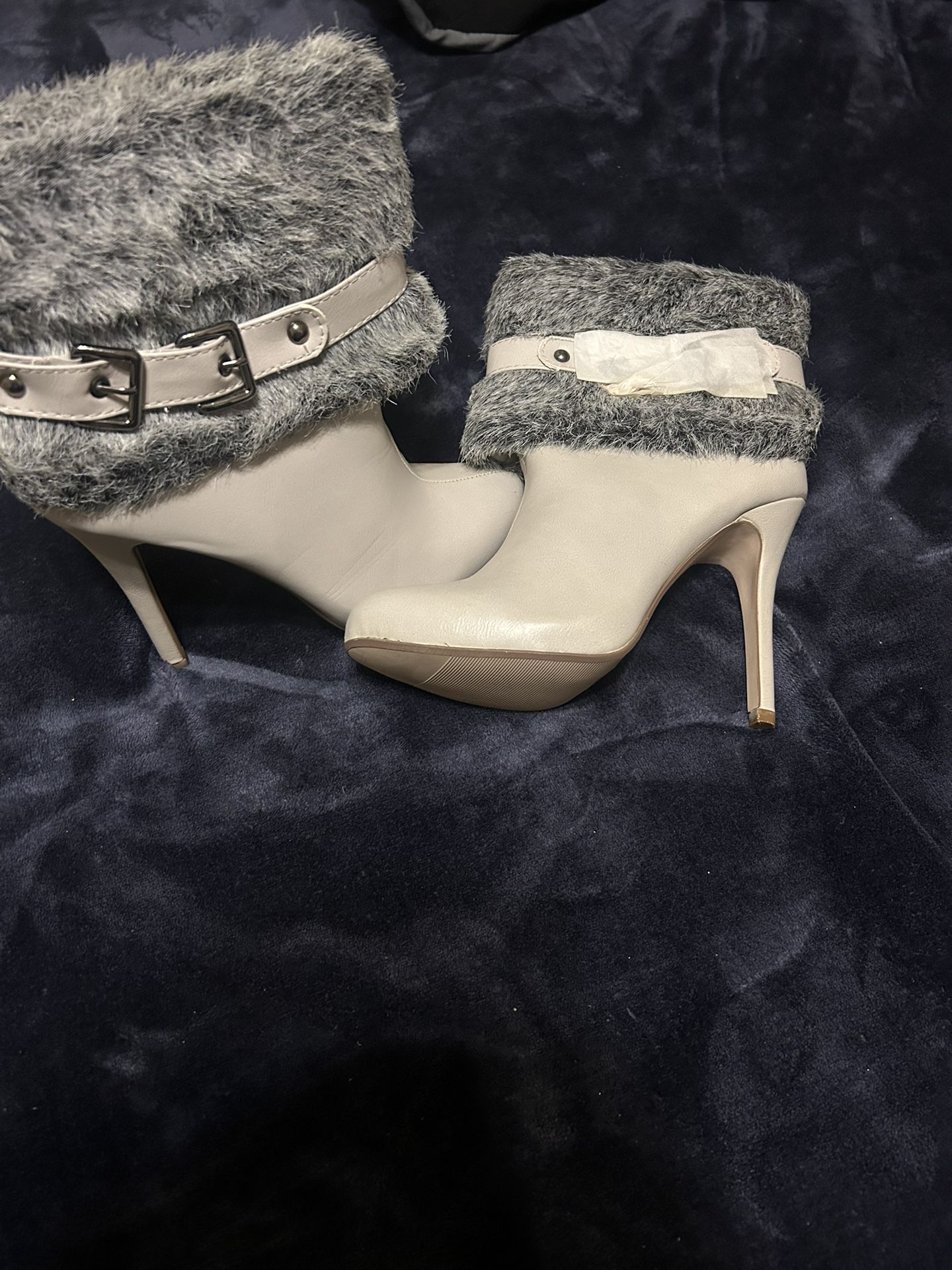 Paprika Grey Faux Fur Ankle Boots size 7 #faux boots #womens #ankle boots