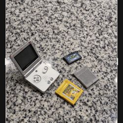 Nintendo Game Boy Advance SP Silver – Pokémon Yellow & Silver Bundle – Authentic Vintage Pokémon