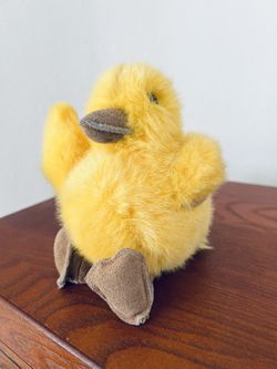 Childhood Treasure Vintage 1987 Gund 7" Yellow Baby Chick Duck Plush Suede Leather Feet Bill Easter