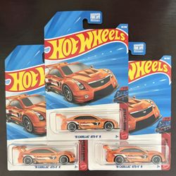 Hot Wheels ’16 Cadillac ATS-V R Lot of 2 Night Speeders Orange Race Car