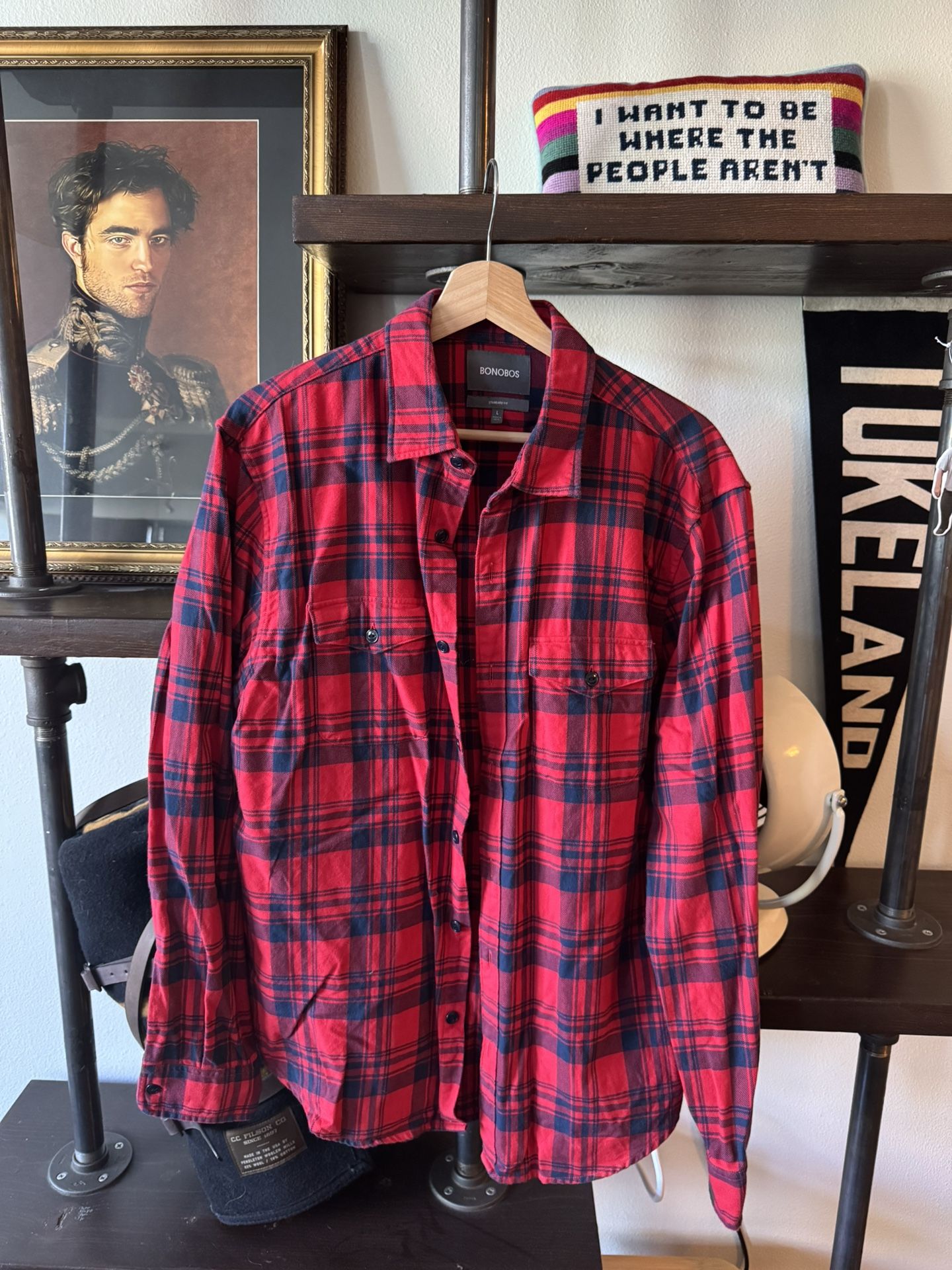 Men’s Flannels, Short Sleeve Button-ups, M’s Jacket - Size Large