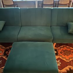 Huge Moving Sale! Soft Velour Couch With Matching Ottoman And Pillows 