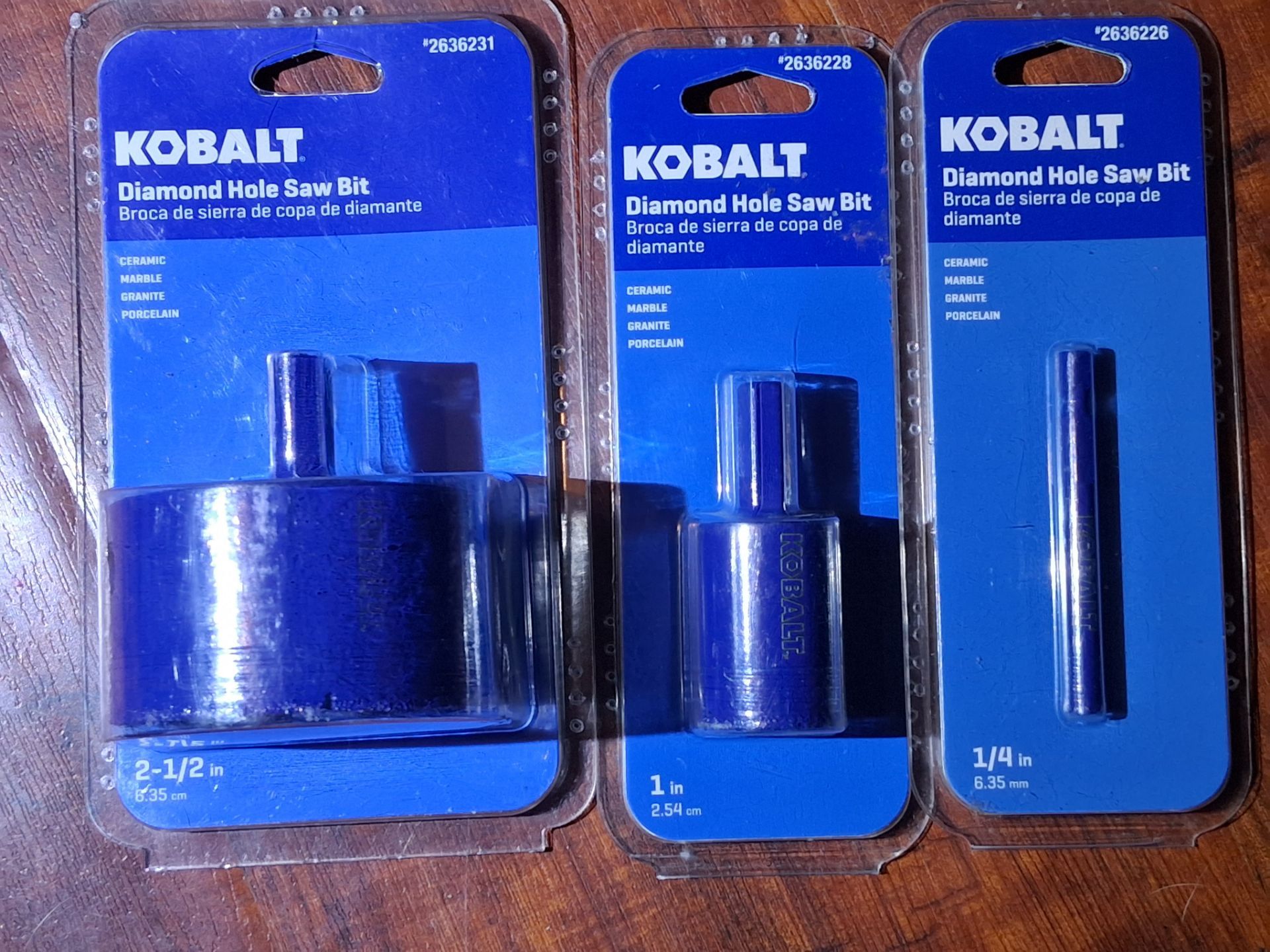 Set of three Diamond hole saw bit
