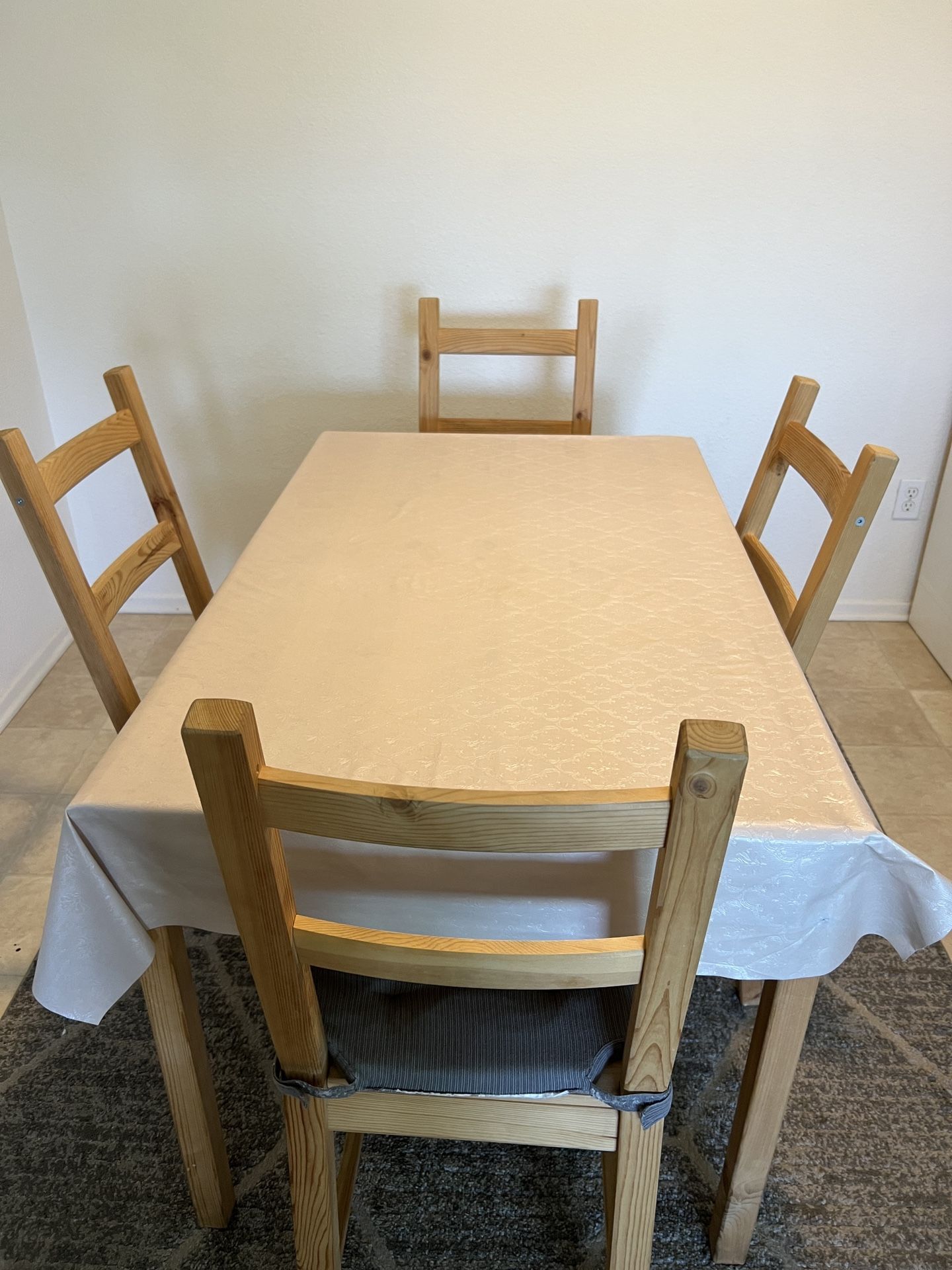 Wooden Dining Table + 4 Chairs