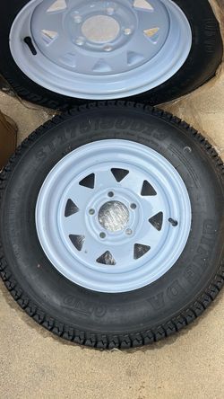 Two ST175/80D13 Trailer Tires on White Steel Wheels
