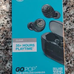New JLab GO POP+ True Wireless Earbuds (Black/Clear)